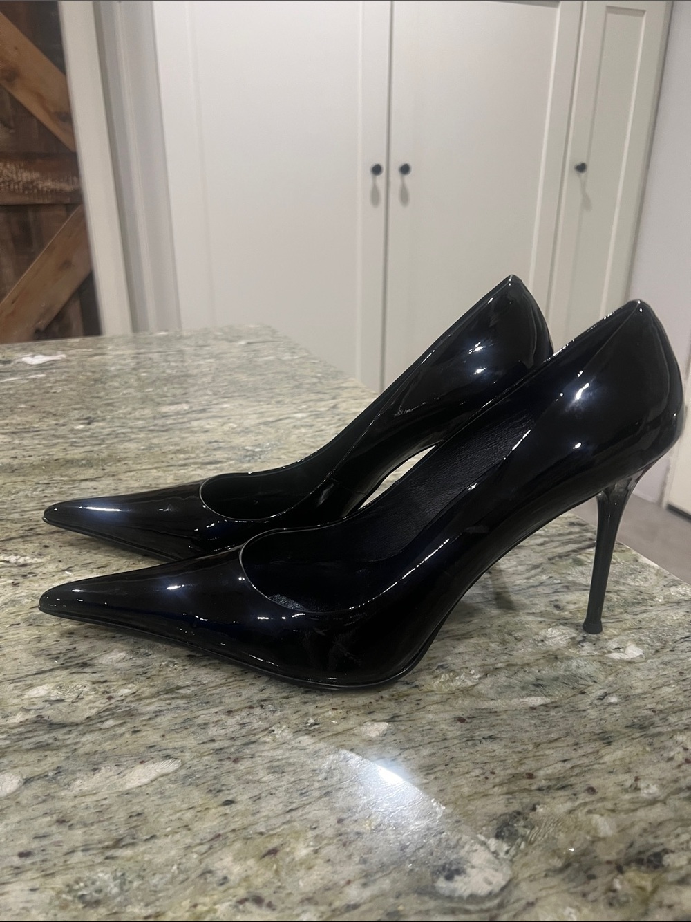 Jeffrey Campbell Nikia Black Patent Pointed Toe Stiletto Pumps 4.5" Heel size 11